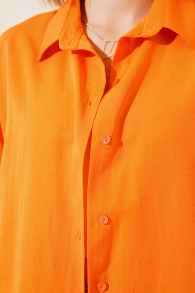 Oversize Kalıp Basic Gömlek Oranj - 4