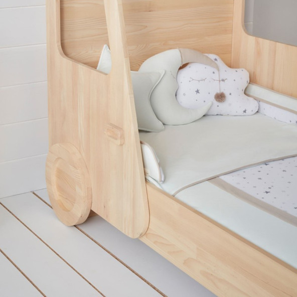 Arabalı Yatak Montessori Yatak Çocuk ve Bebek Odası Karyola Beşik - 5