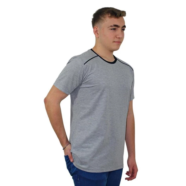 Persmont BT04Y Gri Biyeli Penye Sıfır Yaka Tişört  M ürün görseli