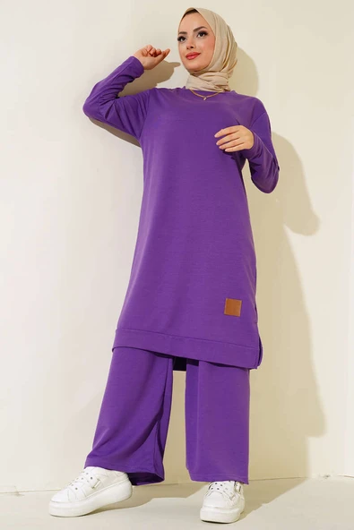 Armalı Bol Paça İkili Takım Mor ürün görseli 1