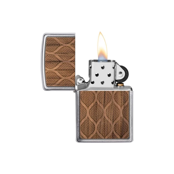 Zippo Çakmak 49708 Woodchuck Usa Walnut Leaves - 4