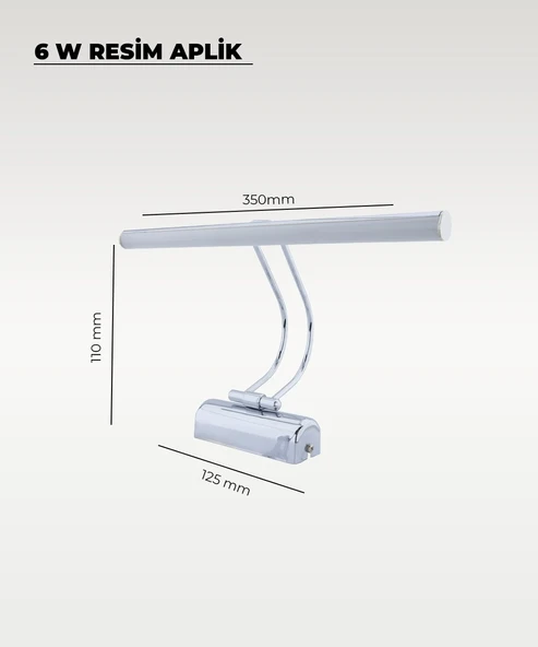 6W Krom Flüt Aplik 6500K (Beyaz Işık) - Resim 2