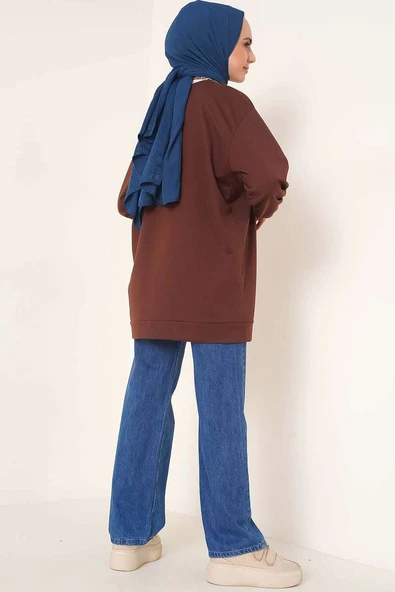İki İplik Düz Tunik Kahve - Resim 3