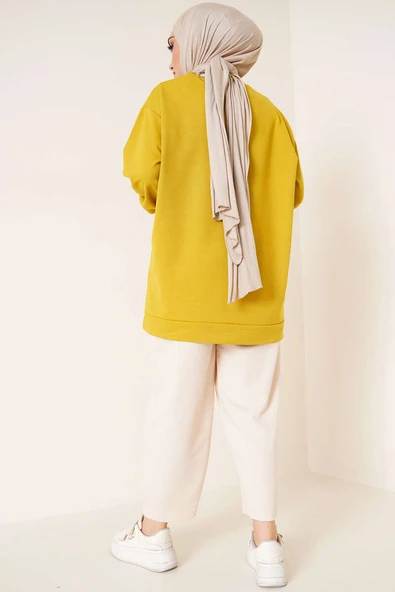 İki İplik Düz Tunik Yağ Yeşil - Resim 3