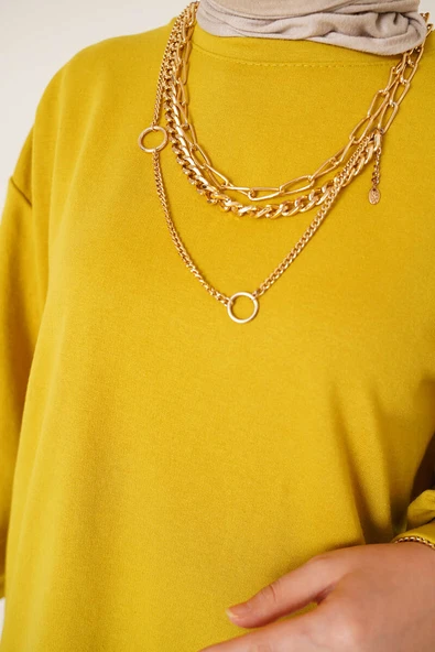 İki İplik Düz Tunik Yağ Yeşil - Resim 4