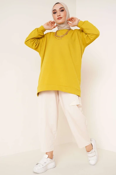 İki İplik Düz Tunik Yağ Yeşil - Resim 2