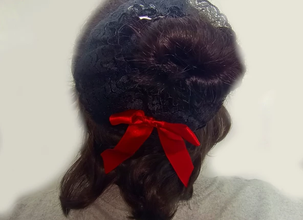 ASM1291 Kadın Siyah Dantel Saç Tokası Gelinlik Aksesuarı - 5