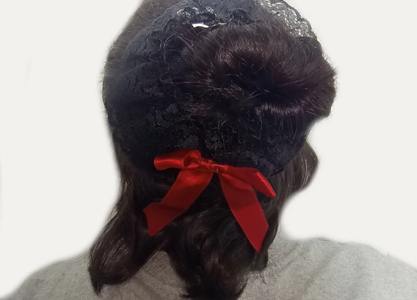 ASM1291 Kadın Siyah Dantel Saç Tokası Gelinlik Aksesuarı - 6