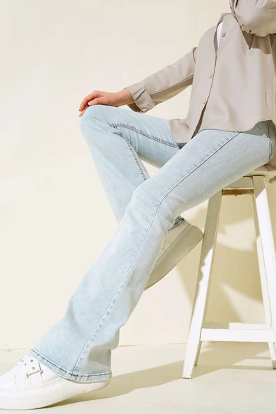 Yüksek Bel İspanyol Paça Pantolon Kar Açık ürün görseli 1