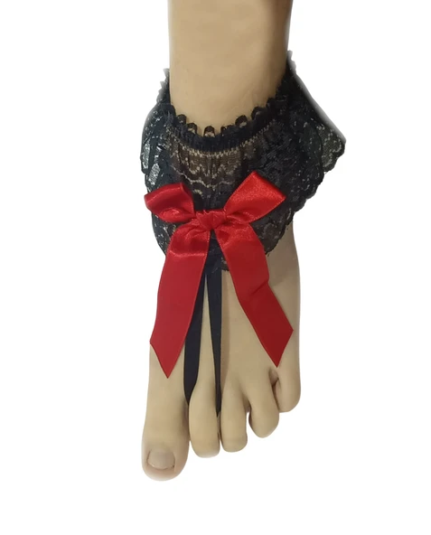 ASM1288Y Kadın Siyah Dantel Ayak Bilekliği Gelinlik Aksesuarı