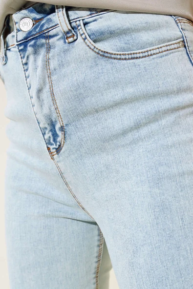 Yüksek Bel İspanyol Paça Pantolon Kar Açık - Resim 4