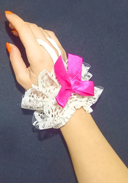 ASM1286Y Kadın Ekru Dantel El Bilekliği Gelinlik Aksesuarı - 3