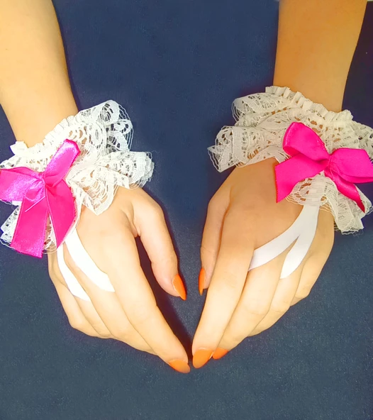 ASM1286Y Kadın Ekru Dantel El Bilekliği Gelinlik Aksesuarı - 6