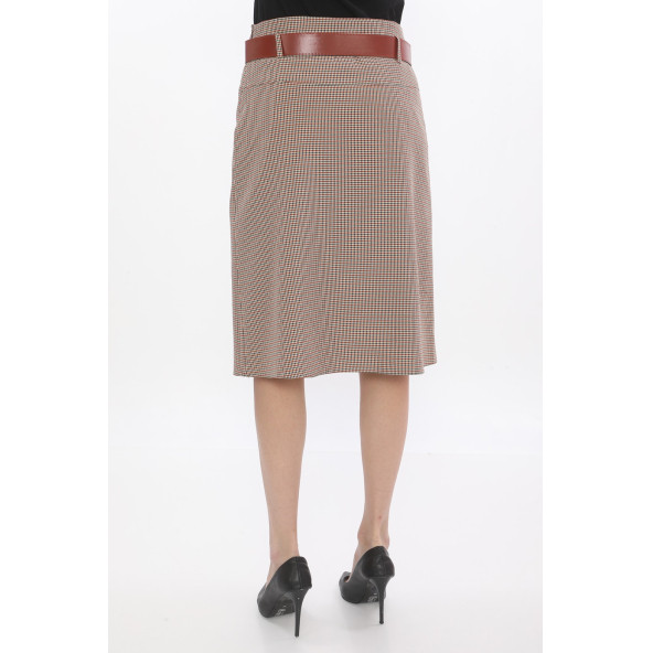 SORALLİNE KADIN OFİS ETEK 722 DESENLİ KIRMIZI - 3