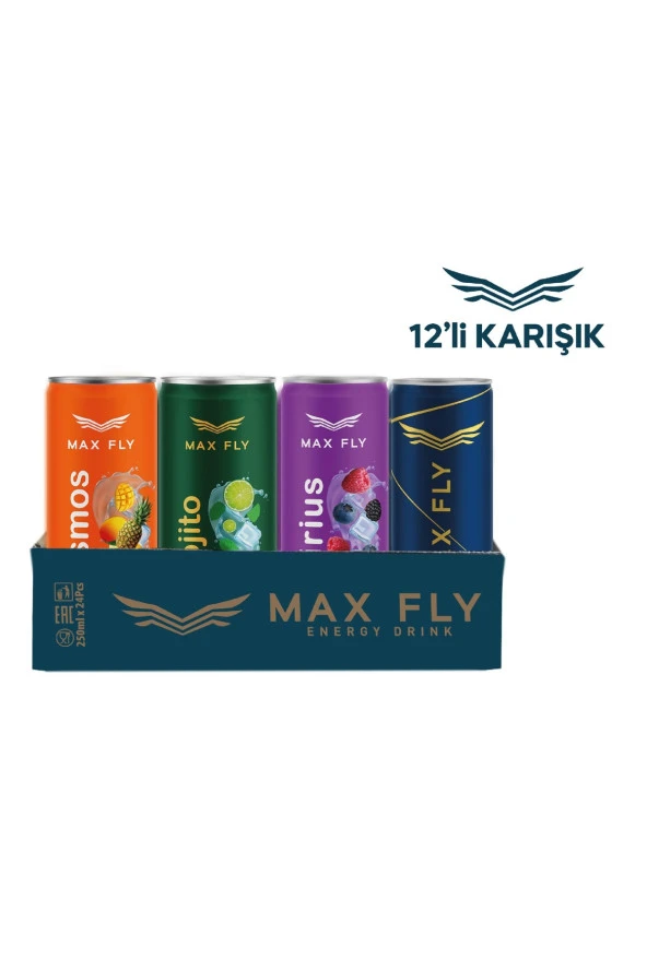 Max Fly Enerji İçeceği 250 ml Karma Paket 12li