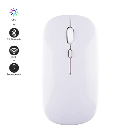 Torima TM-12 Ergonomik Rgb Işıklı Kablosuz Beyaz Optik Mouse - Resim 4