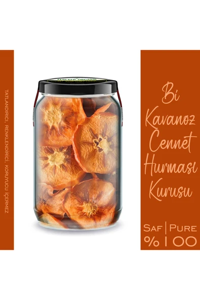 Cennet Hurması Kurusu Bi Kavanoz 660 cc. Cam Kavanozda Katkısız Trabzon Hurması Kurusu Hurma Cipsi - Resim 3