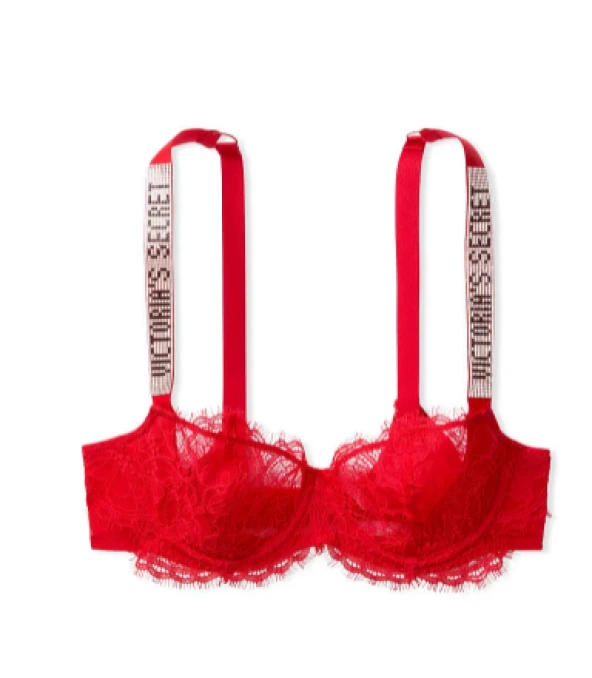 Victorias Secret Kırmızı Shine Strap Dantelli Sütyen - Resim 6