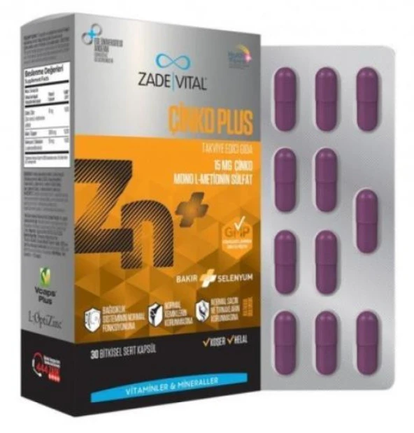 Zade Çinko Plus 30 Kapsül