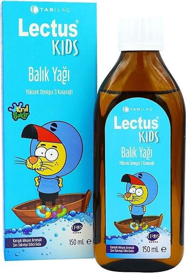Lectus Kids Kral Şakir Portakal Aromalı Balık Yağı 150 ml
