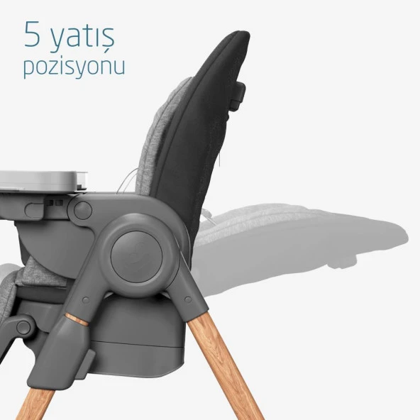 Maxi-Cosi Minla 6'Sı Bir Arada Ahşap Görünümlü Mama Sandalyesi Beyond Graphite Eco - Resim 5