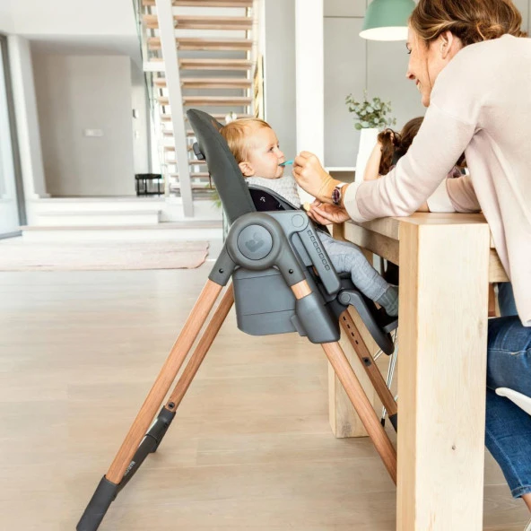 Maxi-Cosi Minla 6'Sı Bir Arada Ahşap Görünümlü Mama Sandalyesi Beyond Graphite Eco - Resim 11