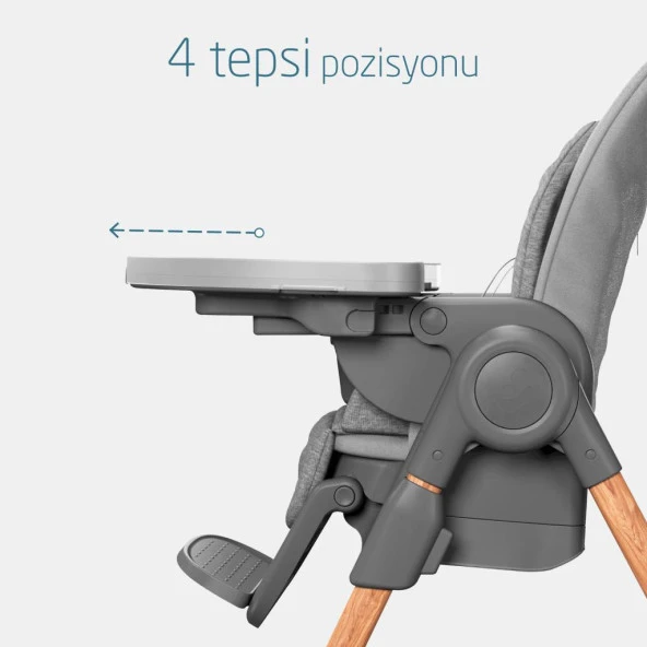 Maxi-Cosi Minla 6'sı Bir Arada  Ahşap Görünümlü Mama Sandalyesi Beyond Grey Eco - 8