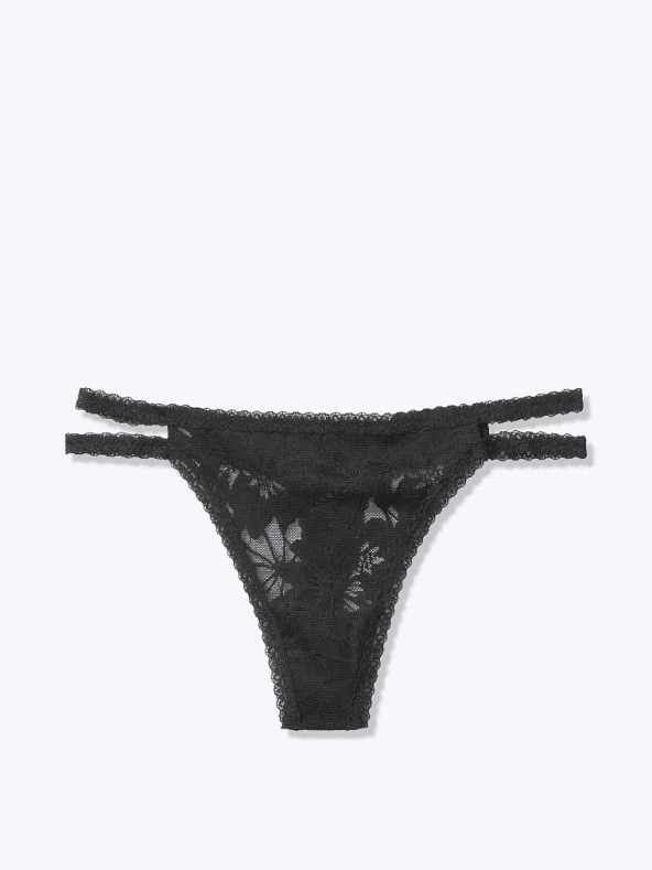 Victorias Secret PINK Lace Strappy Thong Dantel Bantlı Tanga Külot