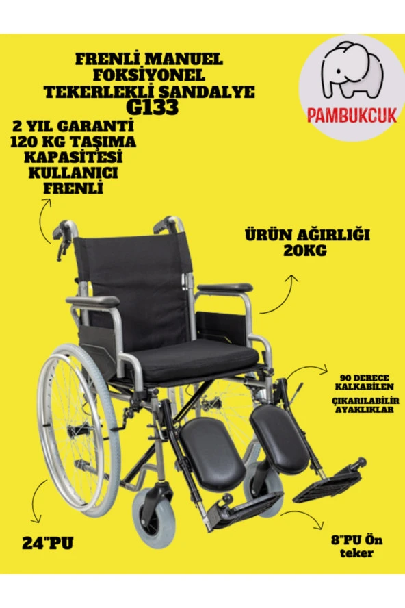 PAMBUKCUK Standart Manuel Tekerlekli Sandalye G133