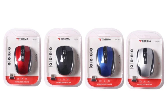 Torima TM-08 Kablosuz Yan Tuşlu Kırmızı Optik Mouse - 2
