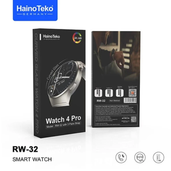 Haino Teko RW32 Watch 4 Pro Curved Amoled Ekran Android İos HarmonyOs Uyumlu Akıllı Saat Siyah - 6