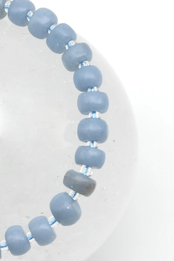 Anjelit Doğal Taş Makrome Örme Bileklik Şekilsiz Kesim ürün görseli