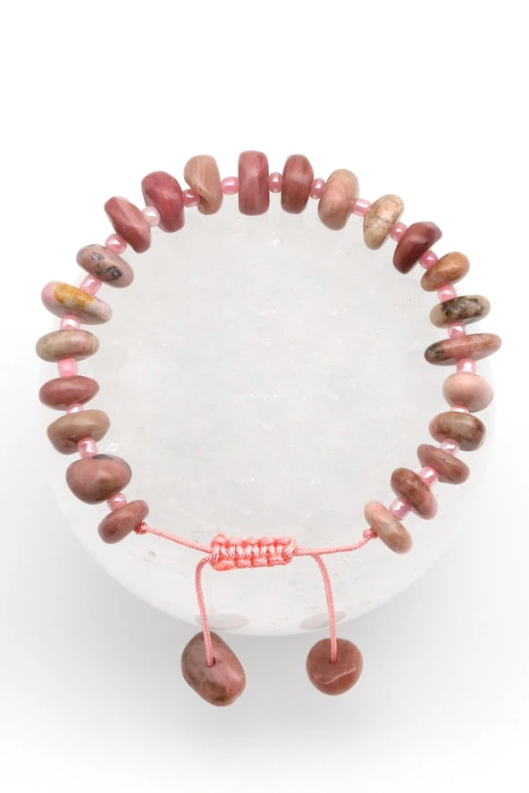 Picture Jasper Doğal Taş Makrome Örme Bileklik Şekilsiz Kesim