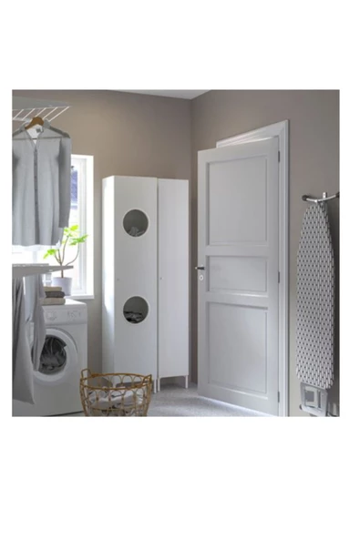Nysjön Kirli Çamaşır Dolabı, Beyaz Renk MeridyenDukkan 40x190 cm - 2