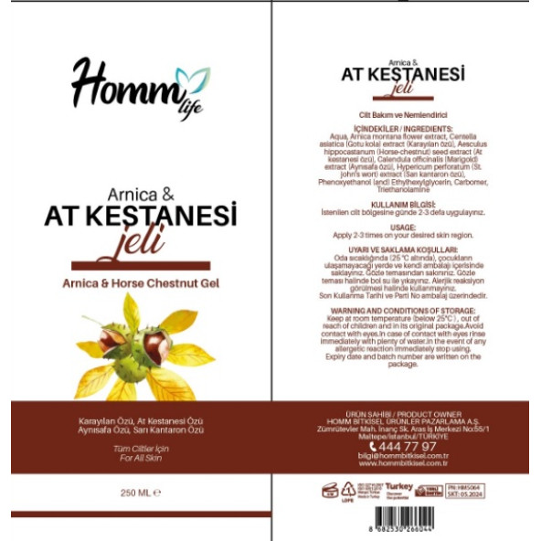HOMM LIFE ARNICA AT KESTANESİ JEL 250 ML - 2