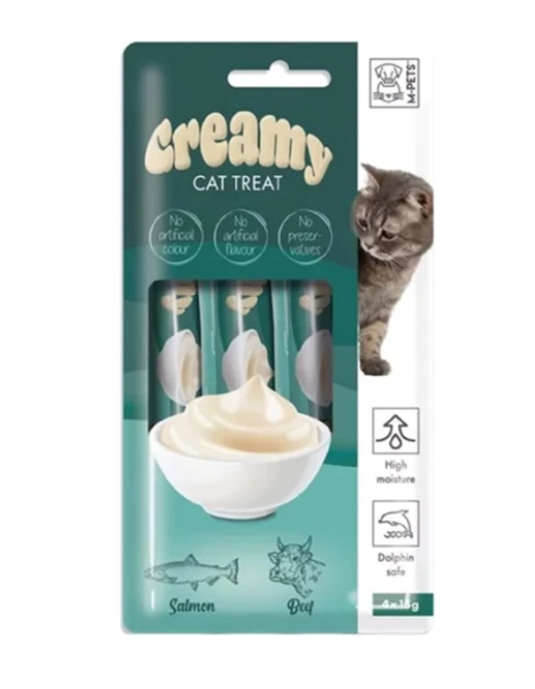 M-PETS Somonlu ve Sığır Etli Sıvı Kedi Ödül Maması 15gr (4lü paket)