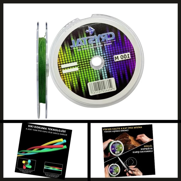 Uyguna-Yakala 4 Kat 0.22 Mm 100 Mt Crystal Hdpe Nano İpek Misina-PO.142 - Resim 2