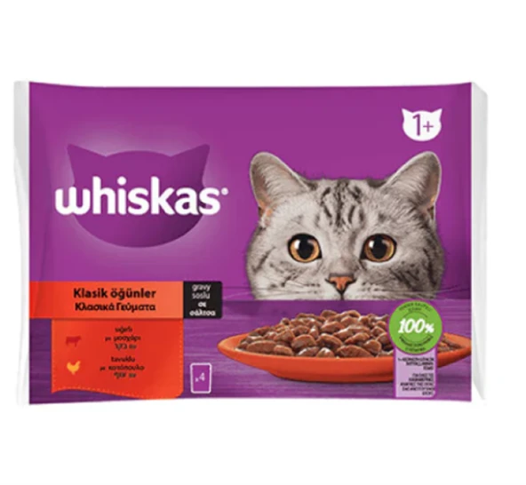Whiskas Pouch Sos İçinde Sığırlı Ve Tavuklu Yetişkin Kedi Konservesi 85 Gr (4Lü)