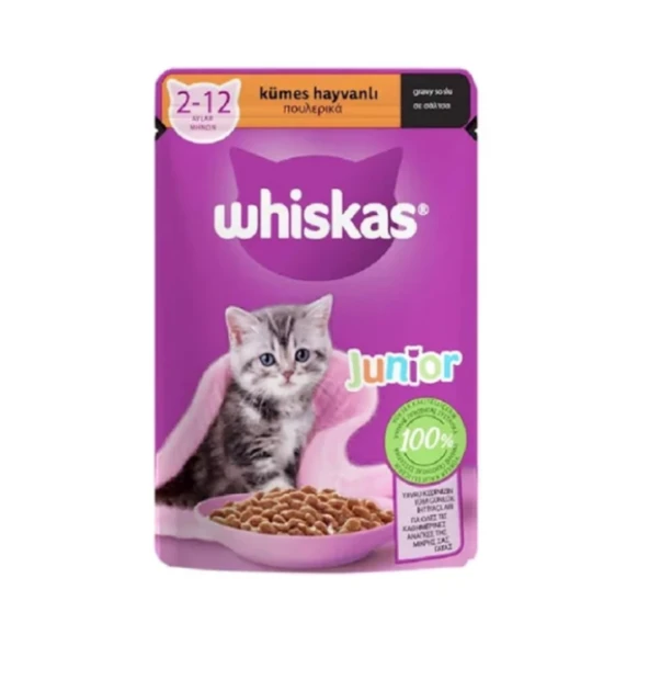 Whiskas Pouch Sos İçinde Kümes Hayvanlı Yavru Kedi Konservesi 85 Gr