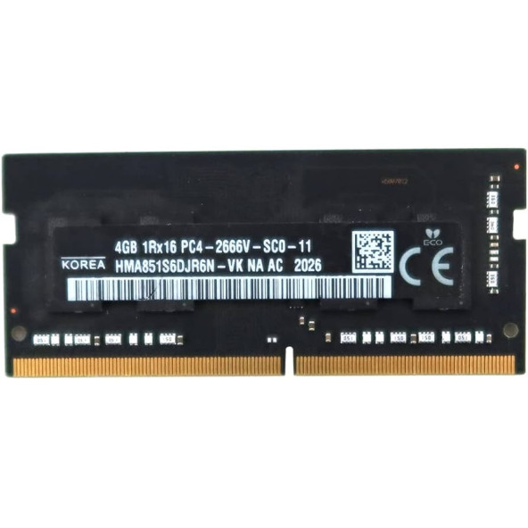 SK Hynix HMA851S6DJR6N-VK 4GB 1Rx16 DDR4 PC4-21300 2666Mhz 260-Pin Non-ECC CL19 1.2V NOTEBOOK RAM BELLEK
