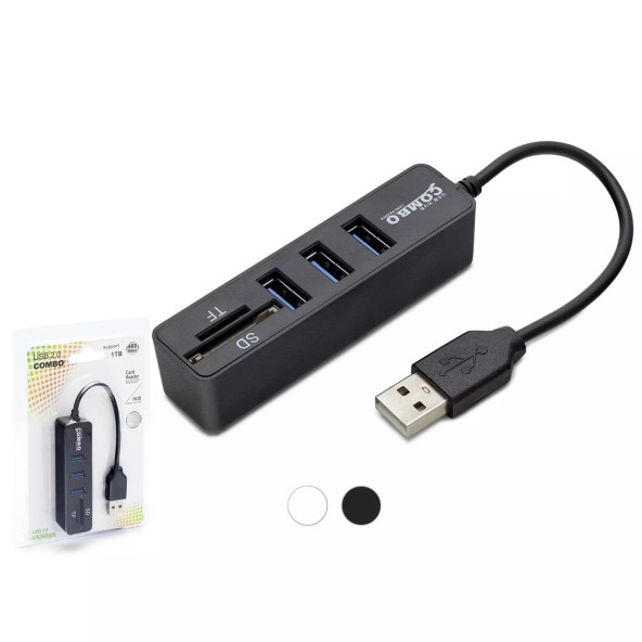 HADRON HDX7009 HUB USB 2.0 3 PORT + CARD READER MULTI 1 TB UYUMLU KART OKUYUCU