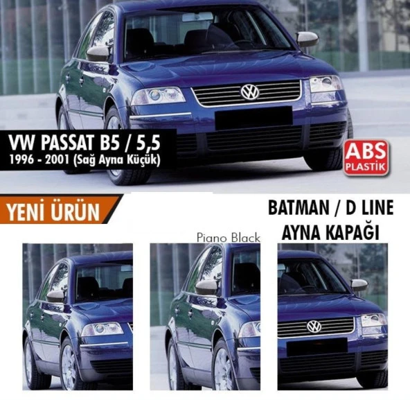 Volkswagen Passat B5 için / 5,5 (1996-2001) Batman Yarasa Ayna Kapağı (Parlak Siyah)