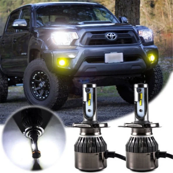 LED Far Ampulü için Çift Renk Sarı/Beyaz H4-36W-4800Lm-12V / Laam492-1 - Resim 3