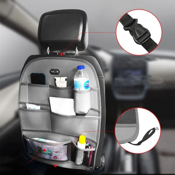 Koltuk Arkası Organizer(Deri)-Gri / Syesy95 - Resim 2