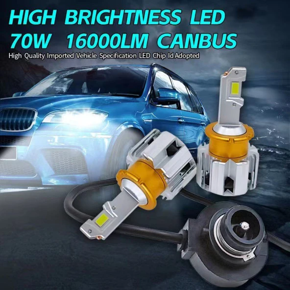 LED Far Ampulü için D2S/R 70W 16000Lm 6000K Beyaz Canbus 12V / Laam925-Tk - 4