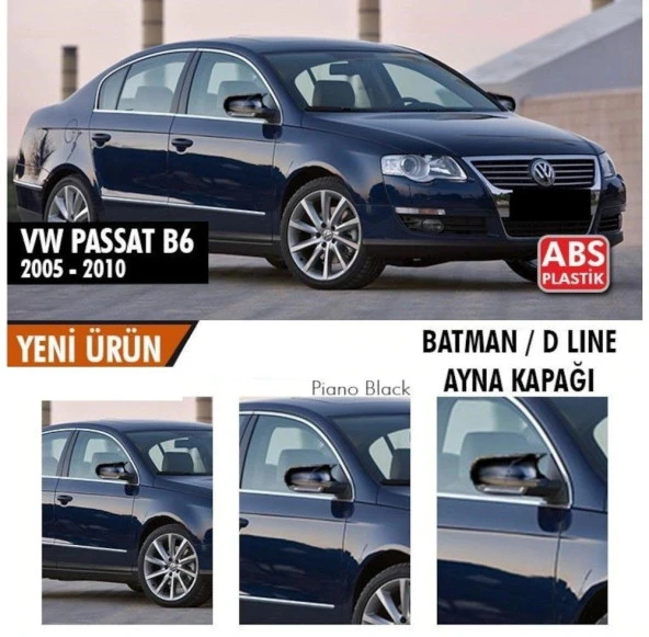 Volkswagen Passat Uyumlu B6 (2005-2010) Batman Yarasa Ayna Kapağı (Piano Black) ürün görseli
