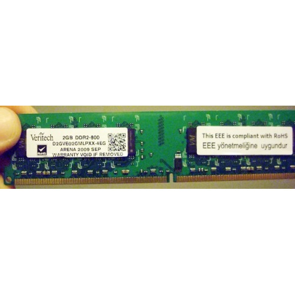 Veritech 2 GB 800MHz DDR2 2GBDDR800 d2gtu02gmltxx  Masaüstü Bellek