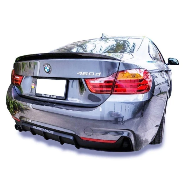 Bmw 4 Serisi için F32 F33 F36 M Performance Soldan Çift Çıkış Arka Tampon Eki - Difüzör (Plastik)