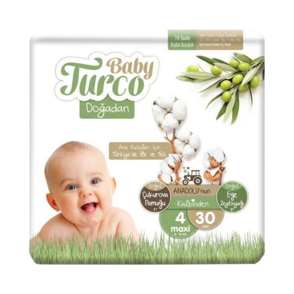 Baby Turco Doğadan 4 Beden Maxi 120li Bebek Bezi
