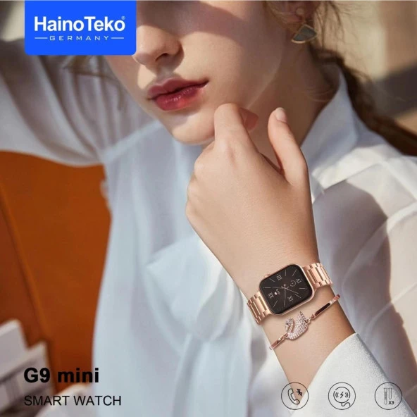 Haino Teko G9 Mini Amoled Ekran Akıllı Saat Bileklik Hediyeli Gold Rose - 4